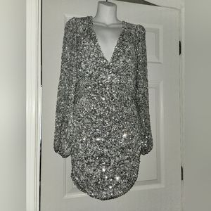 Ladies Silver Sequin Dress